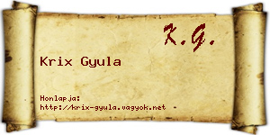 Krix Gyula névjegykártya